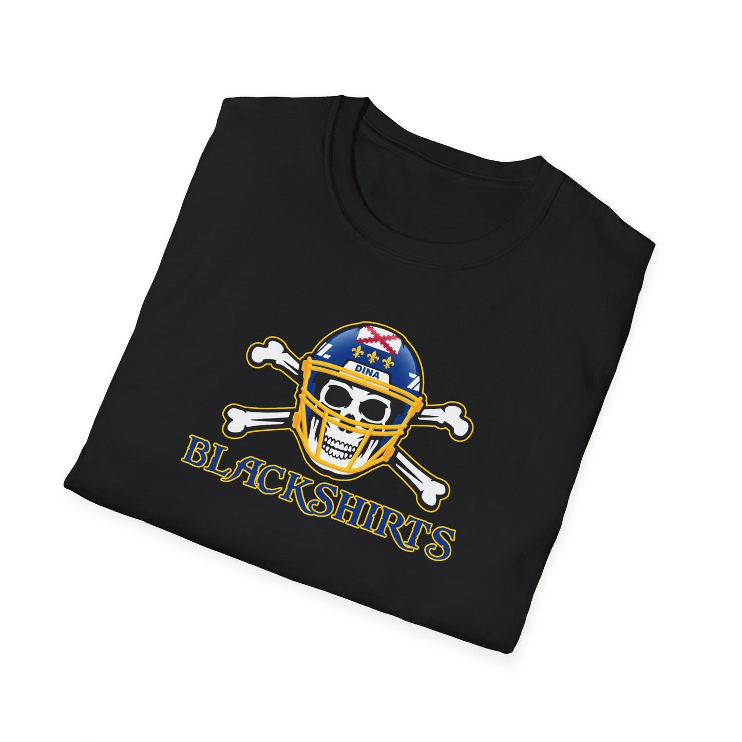 Blackshirts Skull Tee — Retro American Flag Helmet Pirate Graphic T-Shirt