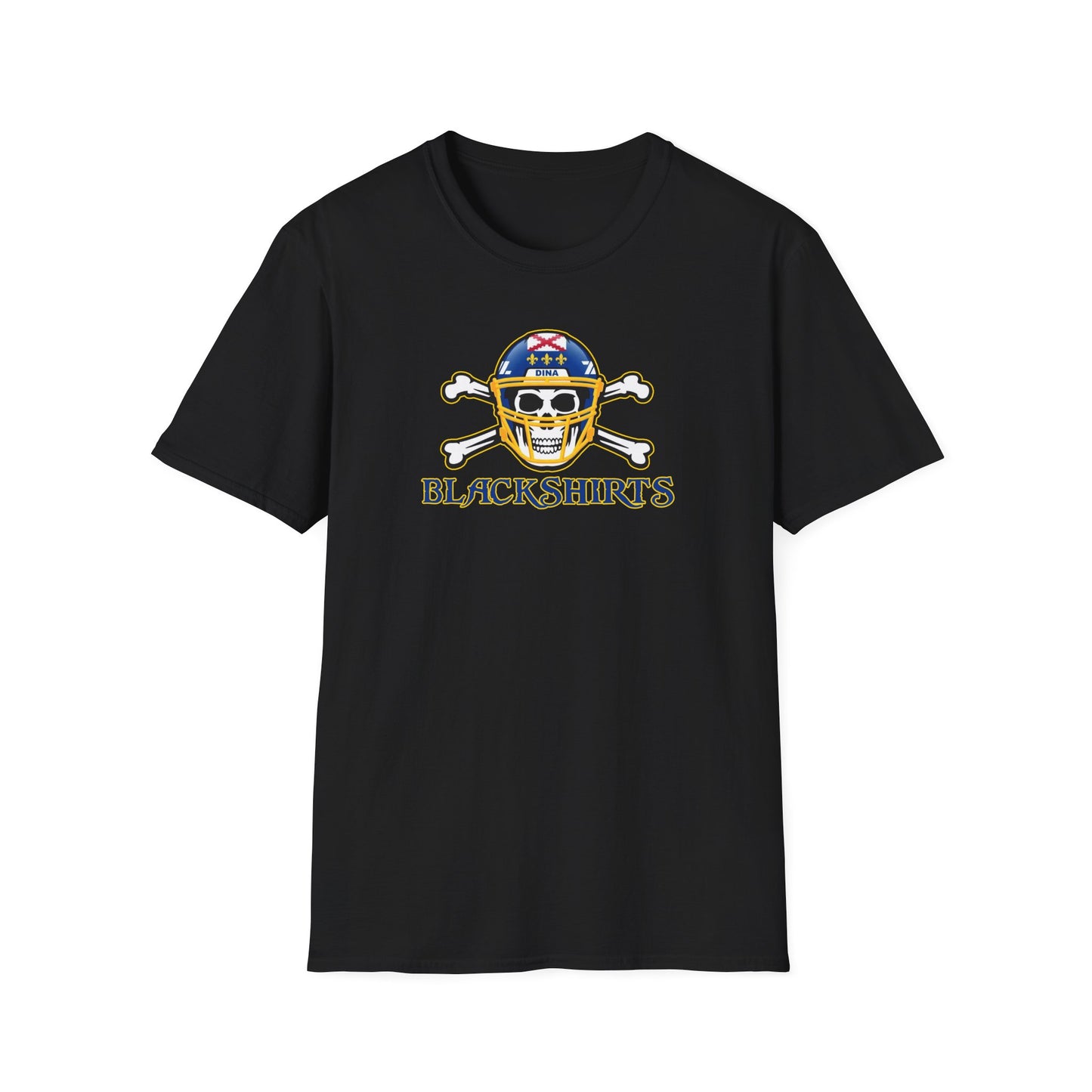 Blackshirts Skull Tee — Retro American Flag Helmet Pirate Graphic T-Shirt