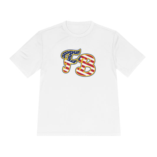 Patriotic 'FB' Tee — American Flag Graphic Front & “Iron Sharpens Iron” Back
